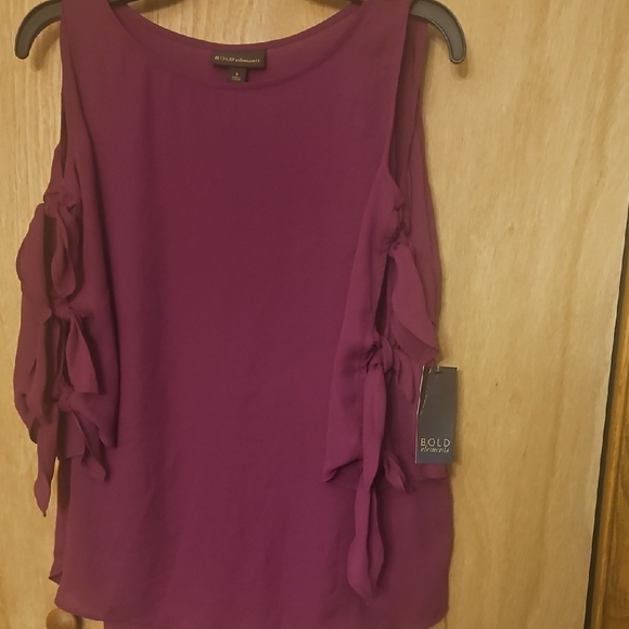 BOLD elements Tops - BOLD elements Deep Purple Ruffle Blouse